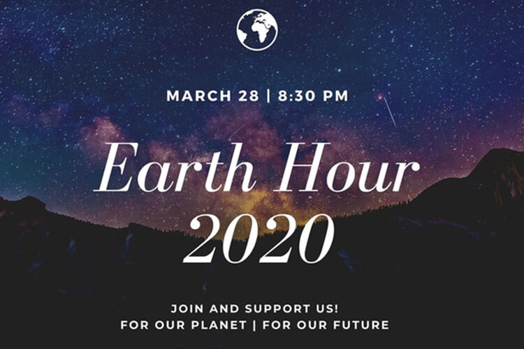 yuk memperingati earth hour 2020 pada hari ini pukul 20.30 - 21.30 di indonesia dan dunia