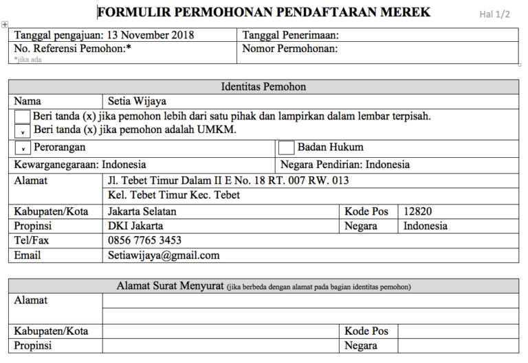 Daftar Isi Dan Cara Mengisi Formulir Pendaftaran Merek Dagang