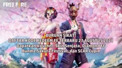 Buruan! Daftar Kode Redeem FF Terbaru 27 Agustus 2021: Voucher Skin Senjata, Diamond FF, Bundle Sakura Festival, SCAR Cupid